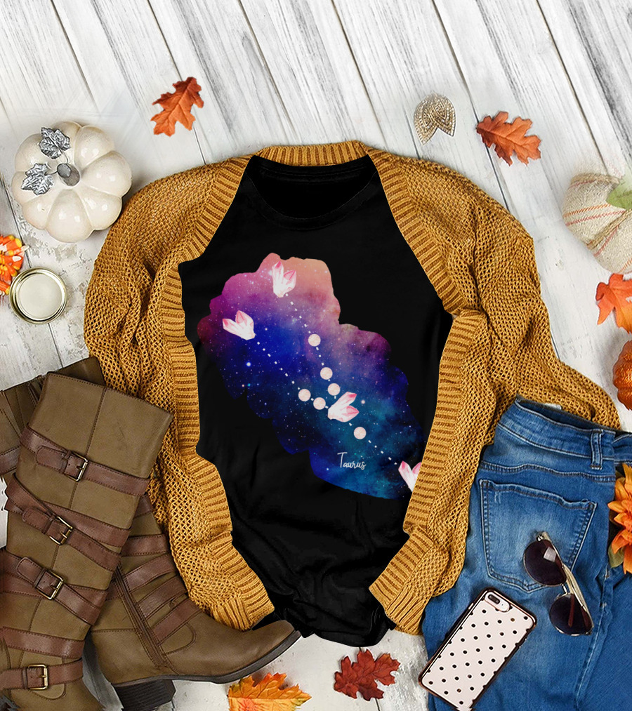 Taurus Constellation in Rose Quartz Galaxy T-Shirt