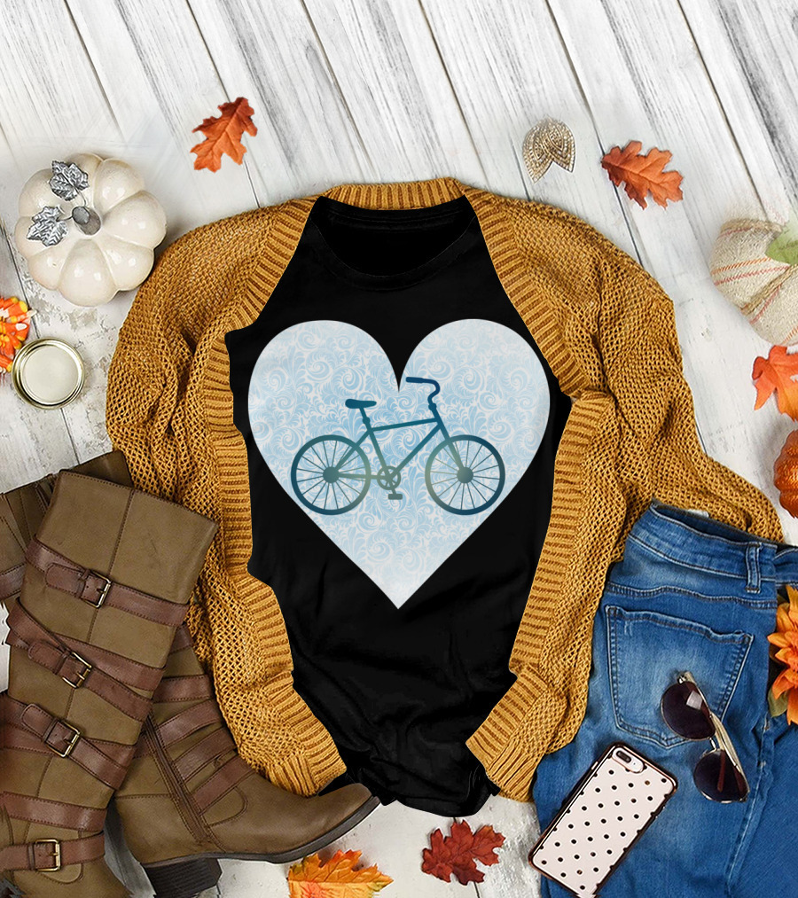 Love My Bike Heart Pattern Bicycle T-Shirt
