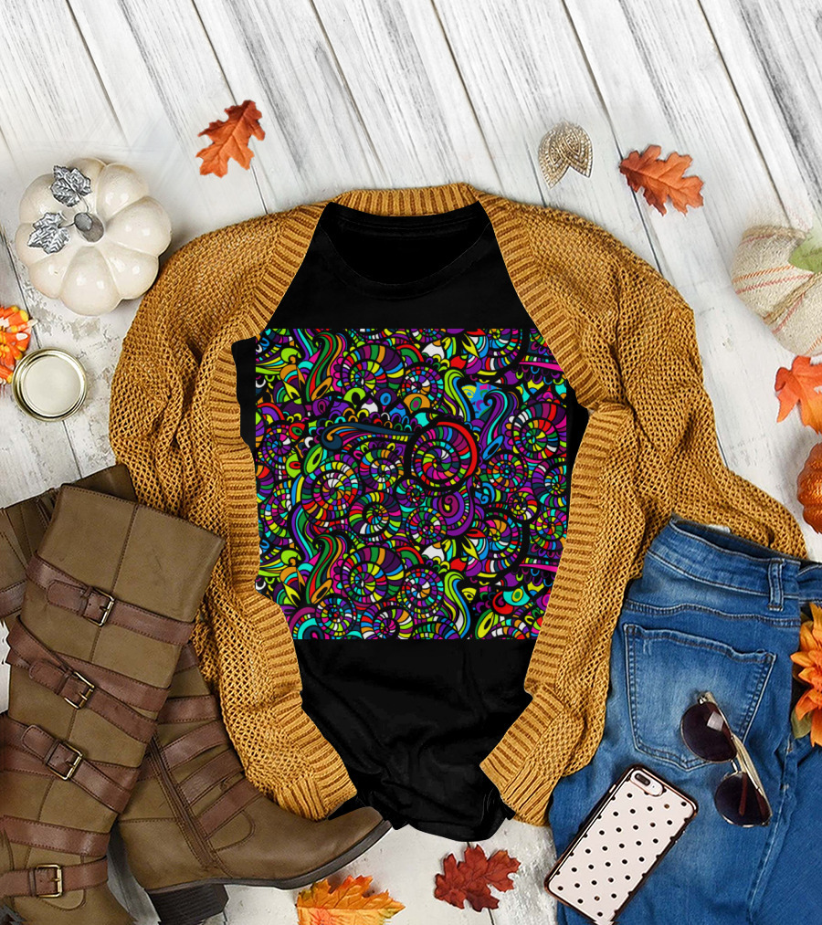 Decorative Hand Drawn Psychedelic Swirls T-Shirt