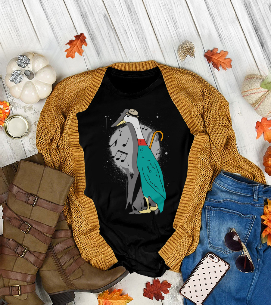 Music Jazz Duck Notes Fedora Umbrella T-Shirt
