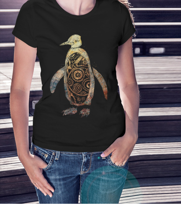 Retro Robo Penguin Steampunk Gear T-Shirt