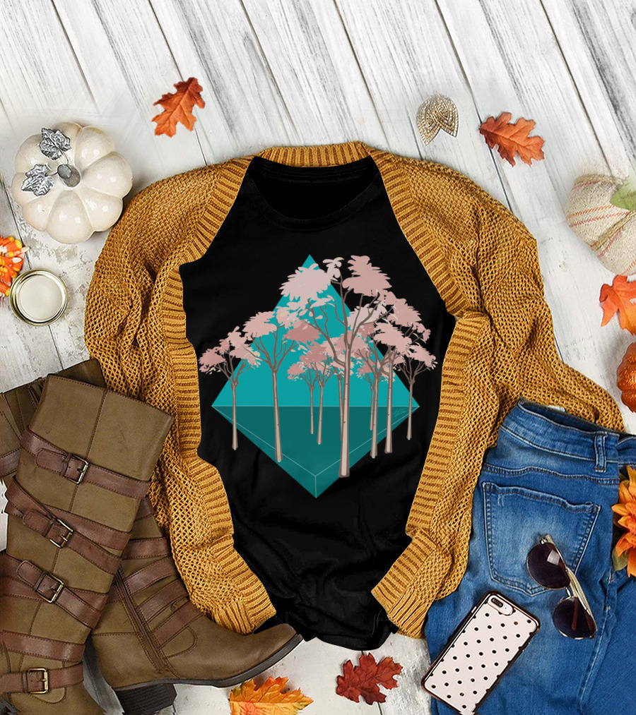 Tree Pyramids Geometric Forest Scene T-Shirt