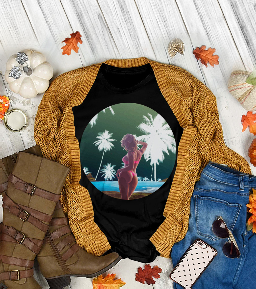 Paradise Palm Oasis Beach Scene T-Shirt