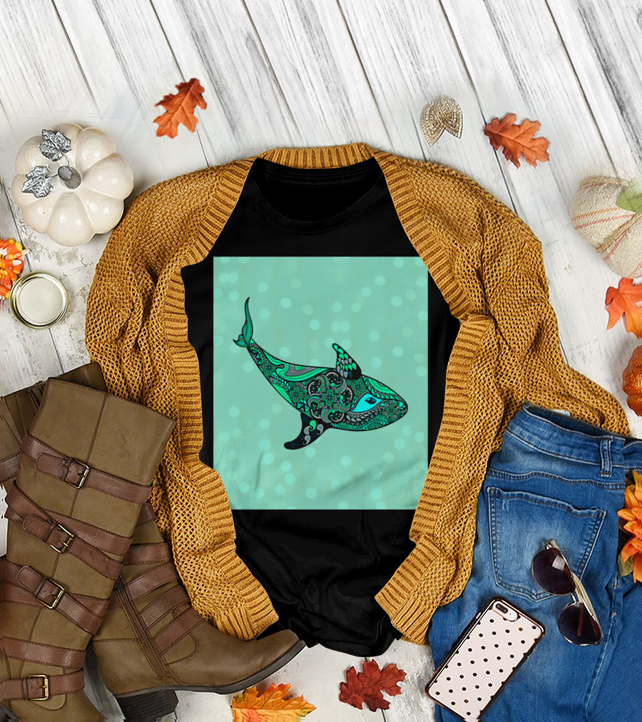 Love Whale Intricate Pattern Bubbles T-Shirt