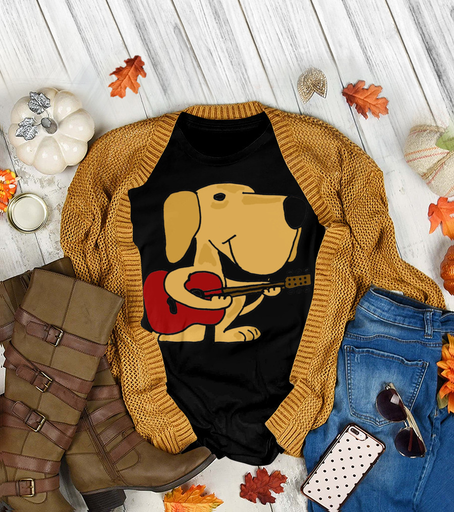 Yellow Labrador Retriever Puppy Playing Guitar T-Shirt