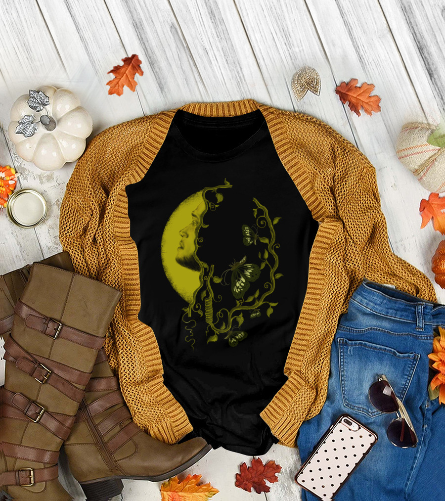 Musicorganic Headphones Nature Profile Moonlight Butterflies T-Shirt