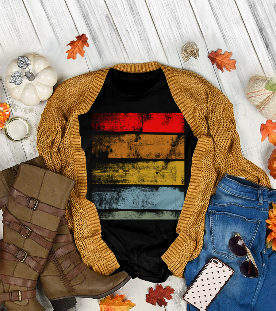 Retro Colorful Distressed Wood Planks T-Shirt