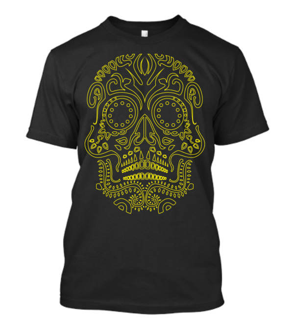 Skull Pattern Yellow Line T-Shirt