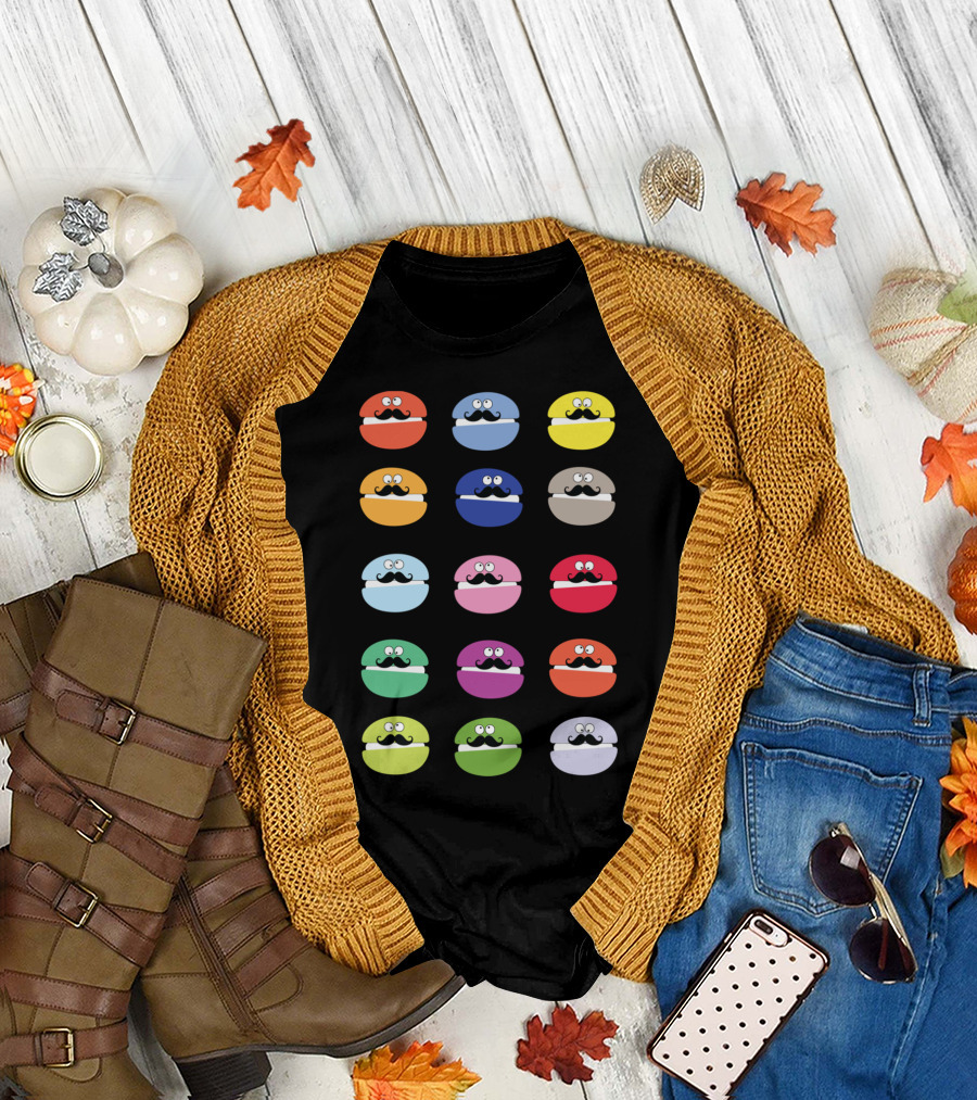 Colorful Mustache Macarons Collection T-Shirt