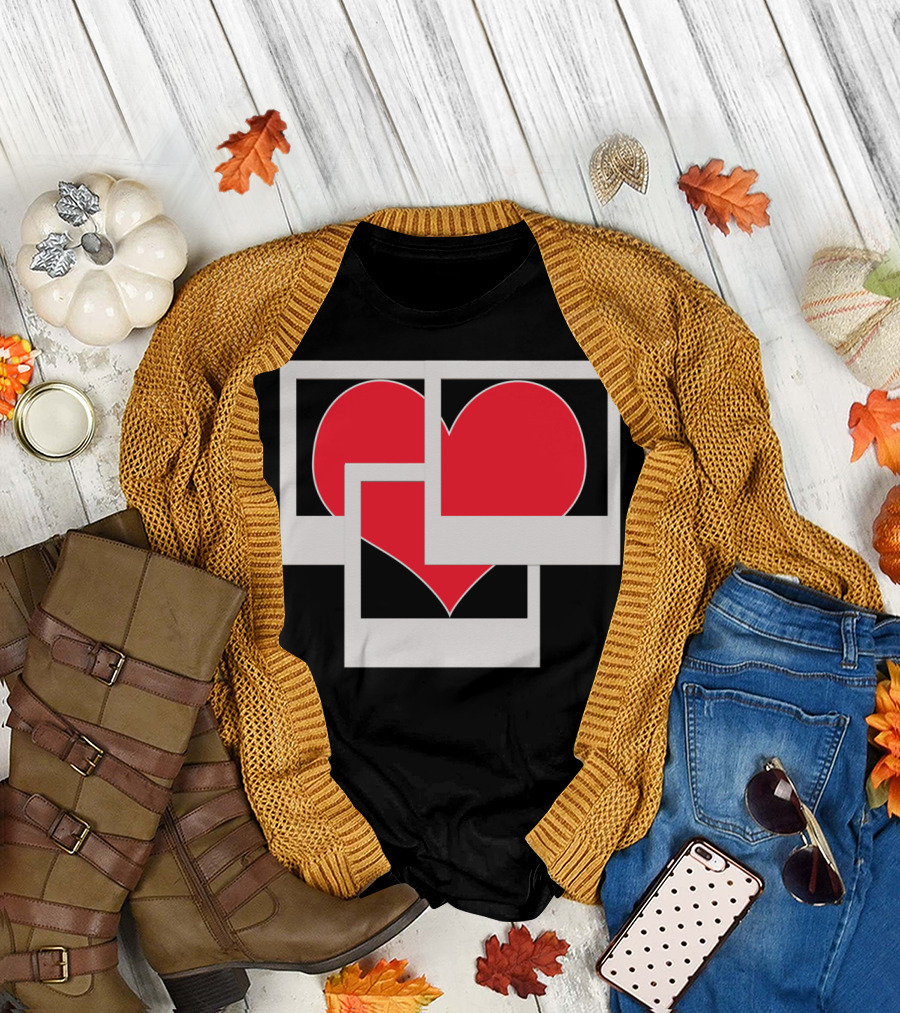 Passion Red Heart Overlapping Polaroids T-Shirt
