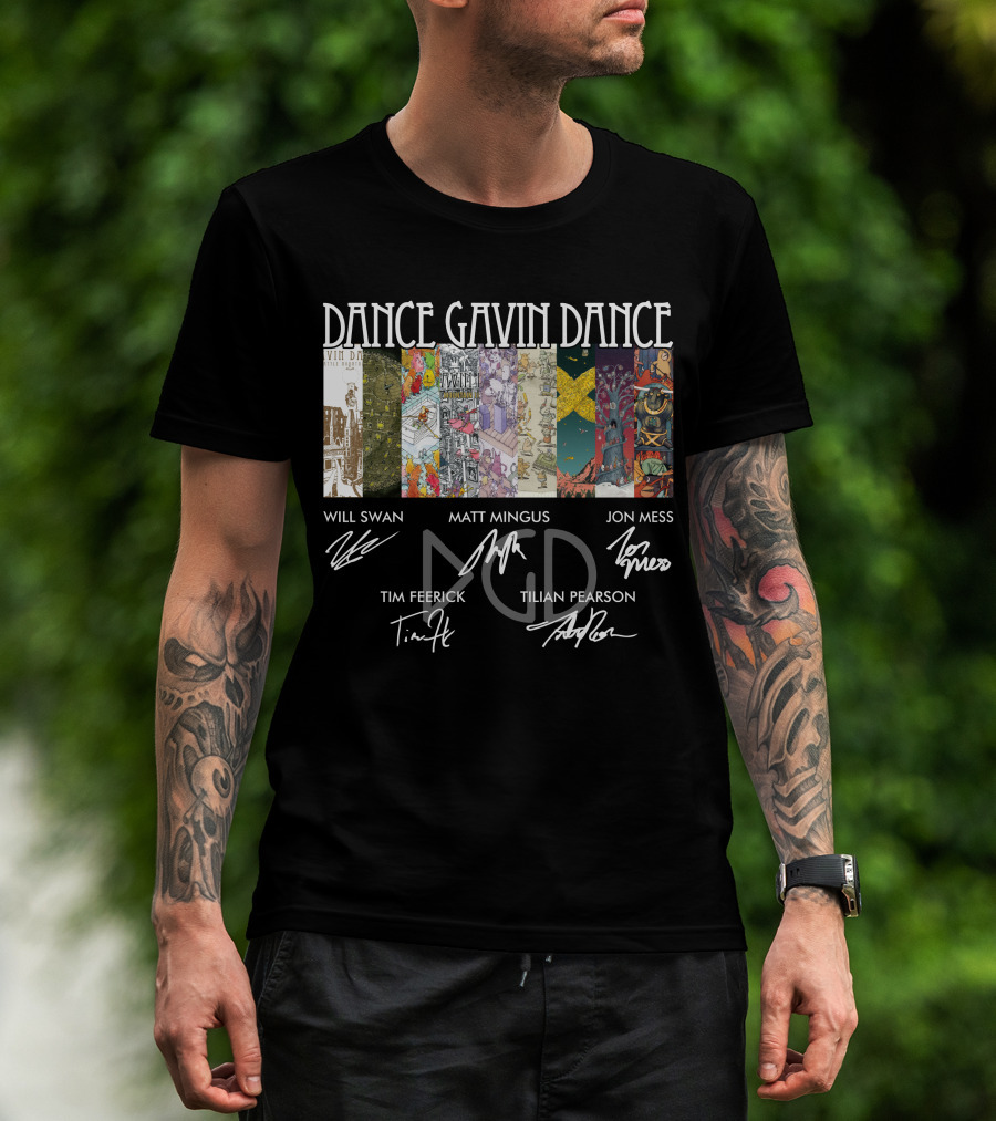 Dance Gavin Dance Signed Art Collage Will Swan Matt Mingus Jon Mess Tim Feerick Tilian Pearson T-Shirt