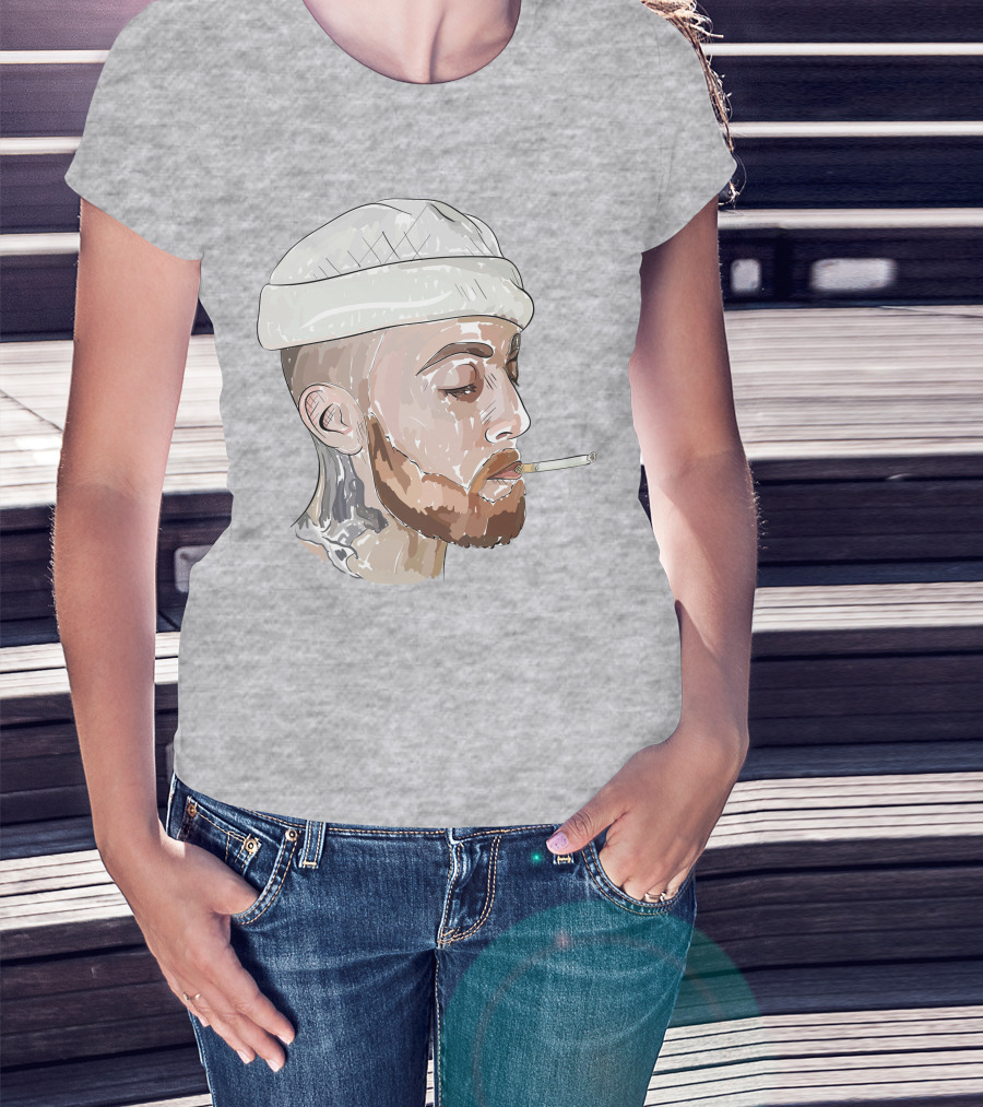 Graphic Beanie Skull Smoking T-Shirt