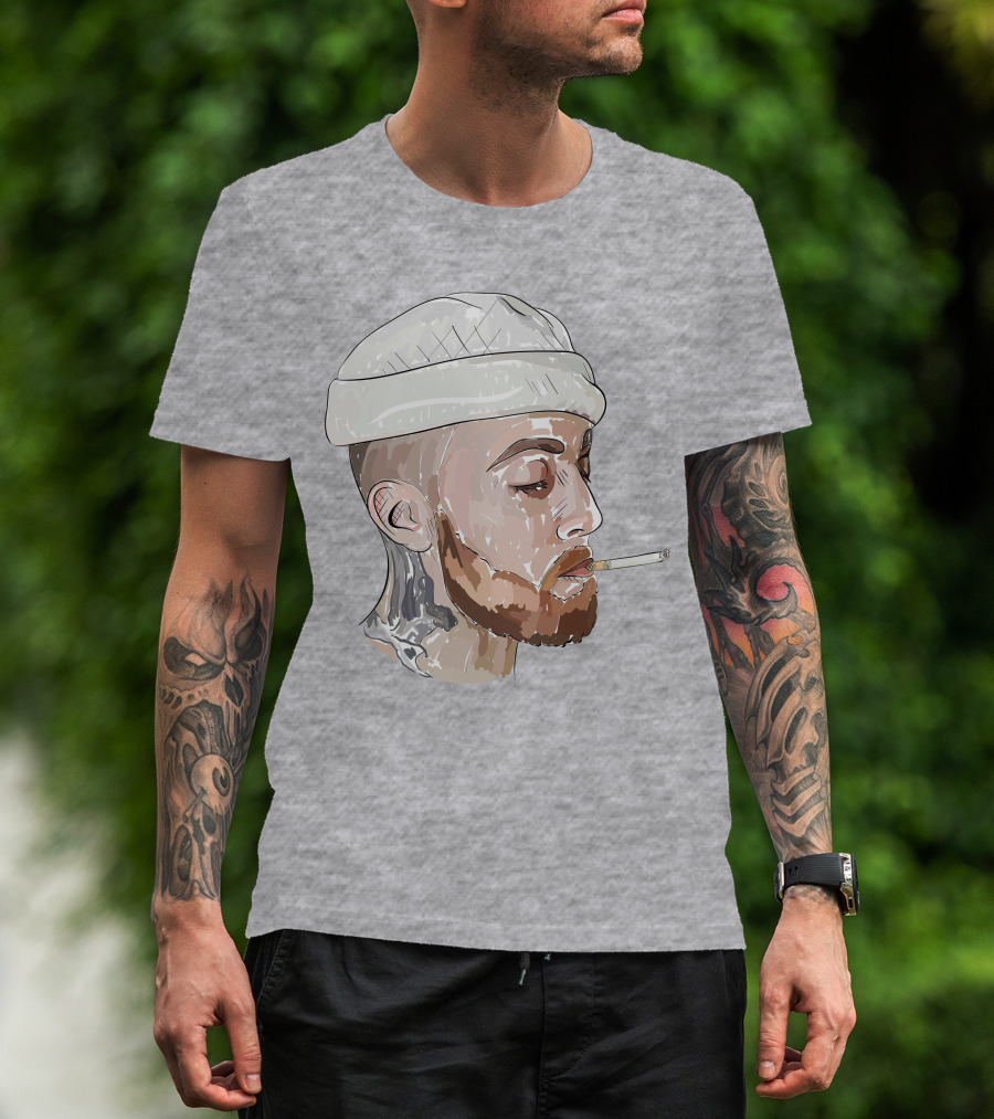 Graphic Beanie Skull Smoking T-Shirt