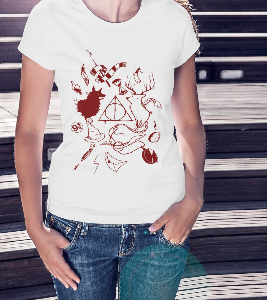 Marauder's Enchantment Wizardry Icons With Hogwarts Elements And Magical Creatures T-Shirt