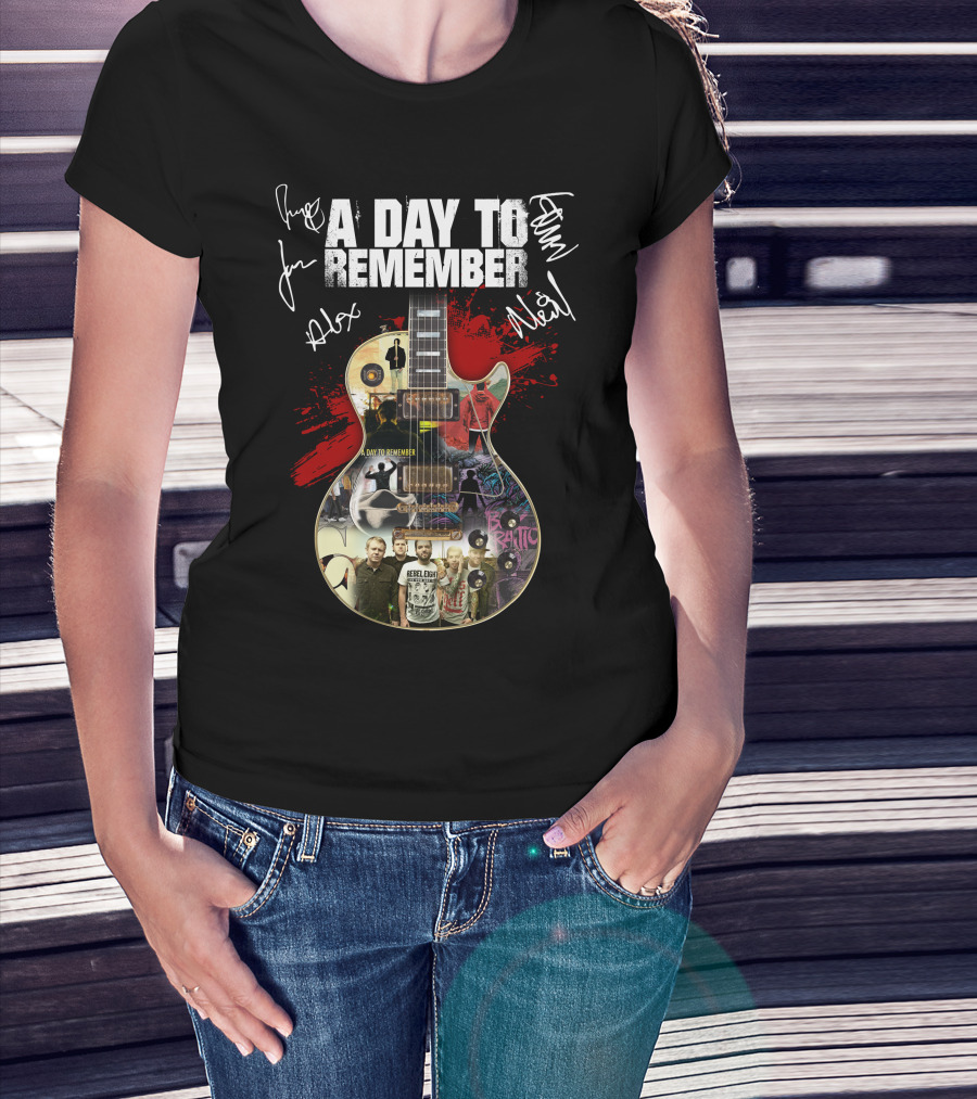 A Day To Remember Signed Guitar Collage T-Shirt