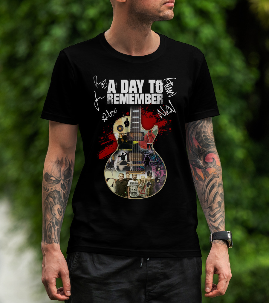 A Day To Remember Signed Guitar Collage T-Shirt