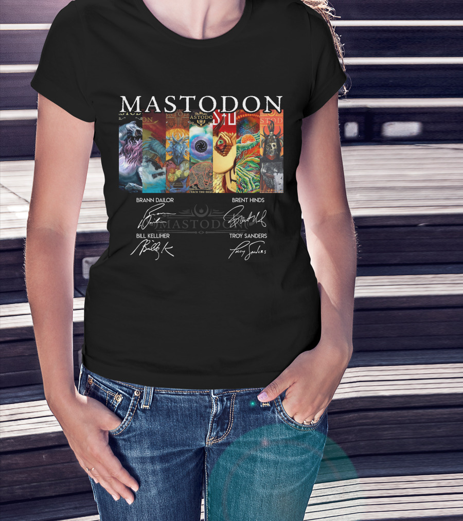 Mastodon Signed Album Art Brann Dailor Brent Hinds Bill Kelliher Troy Sanders T-Shirt