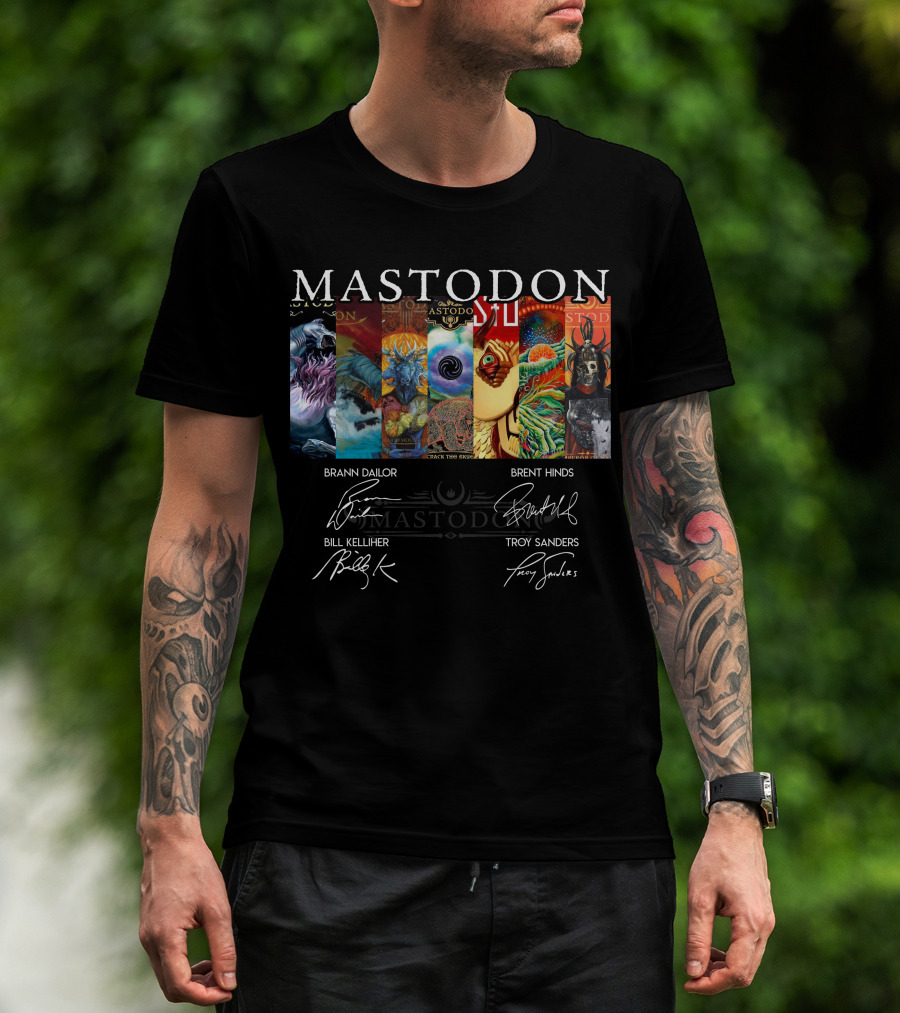 Mastodon Signed Album Art Brann Dailor Brent Hinds Bill Kelliher Troy Sanders T-Shirt