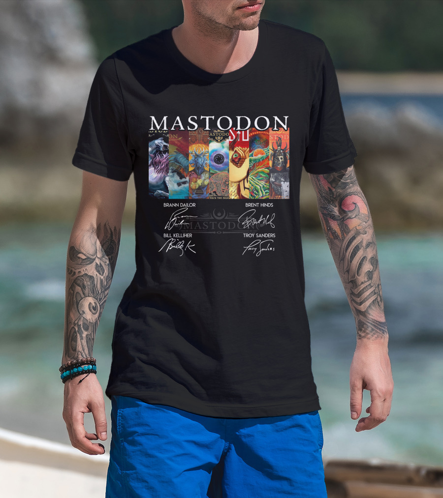 Mastodon Signed Album Art Brann Dailor Brent Hinds Bill Kelliher Troy Sanders T-Shirt