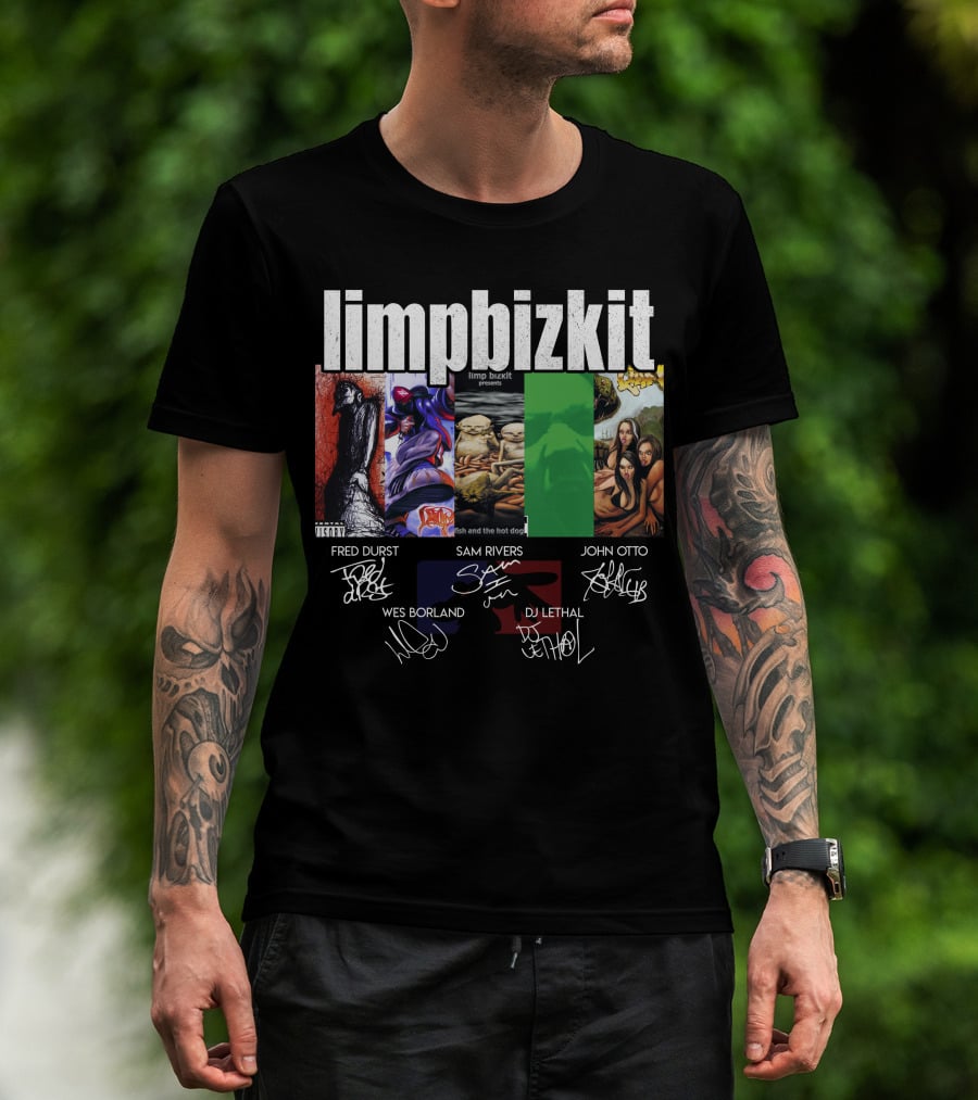 Limp Bizkit Significant Other And Chocolate Starfish Album Art With Fred Durst Sam Rivers John Otto Wes Borland Dj Lethal Signatures T-Shirt