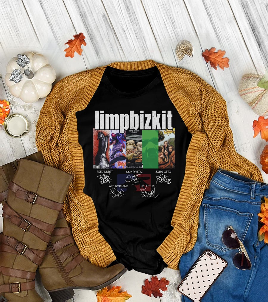 Limp Bizkit Significant Other And Chocolate Starfish Album Art With Fred Durst Sam Rivers John Otto Wes Borland Dj Lethal Signatures T-Shirt