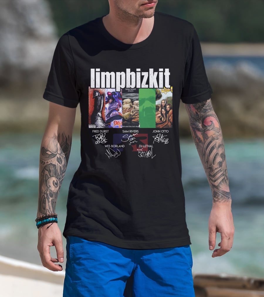 Limp Bizkit Significant Other And Chocolate Starfish Album Art With Fred Durst Sam Rivers John Otto Wes Borland Dj Lethal Signatures T-Shirt