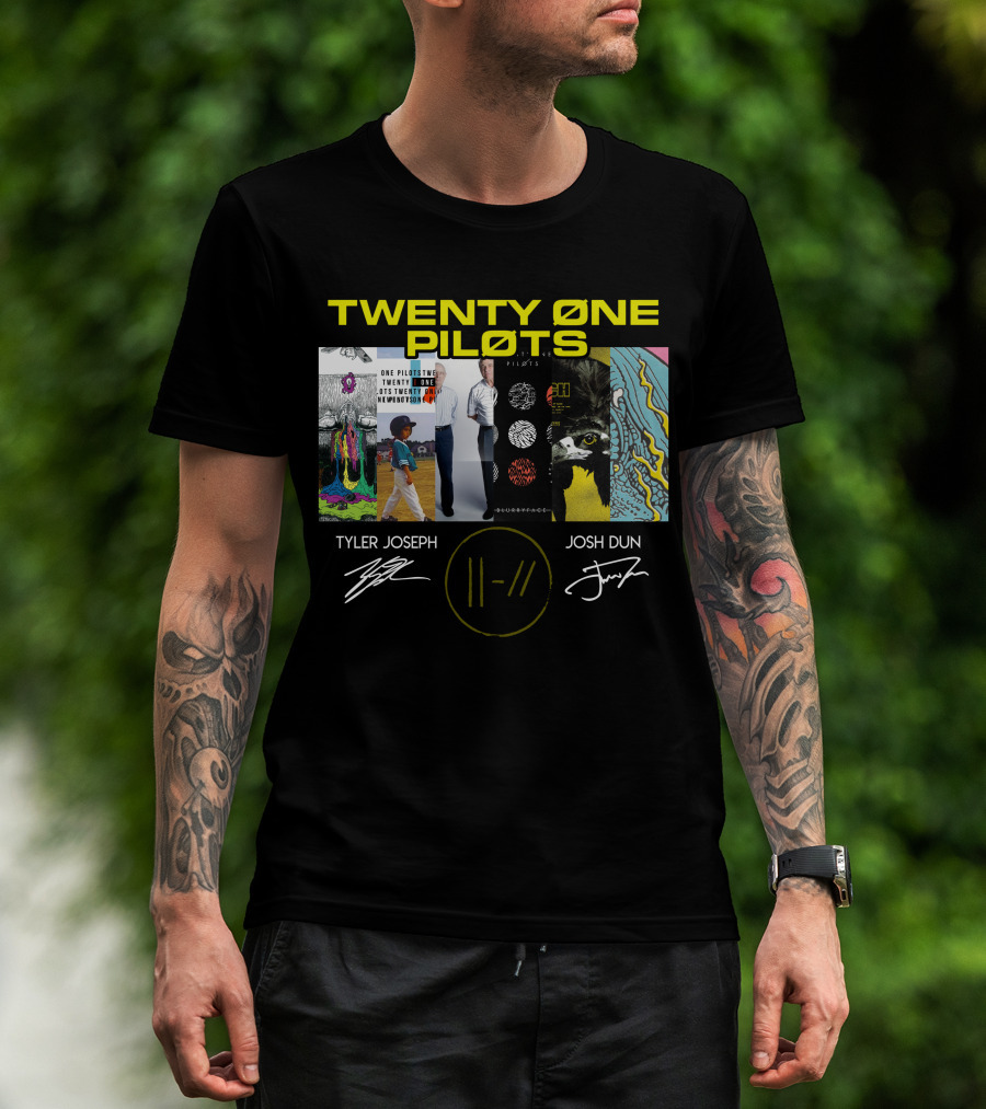 Twenty Øne Piløts Album Art And Signatures Tyler Joseph Josh Dun T-Shirt