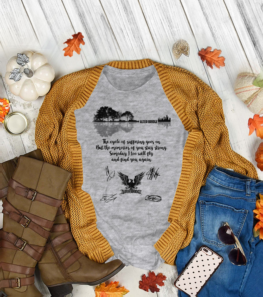 Alter Bridge Cycle Of Suffering Reflection Skyline Eagle Signatures T-Shirt