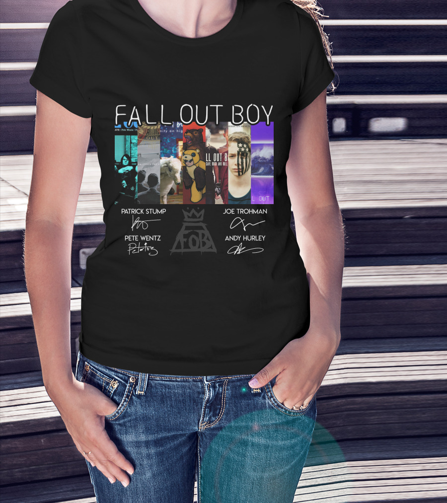 Fall Out Boy Signed Album Cover Foil Poster T-Shirt