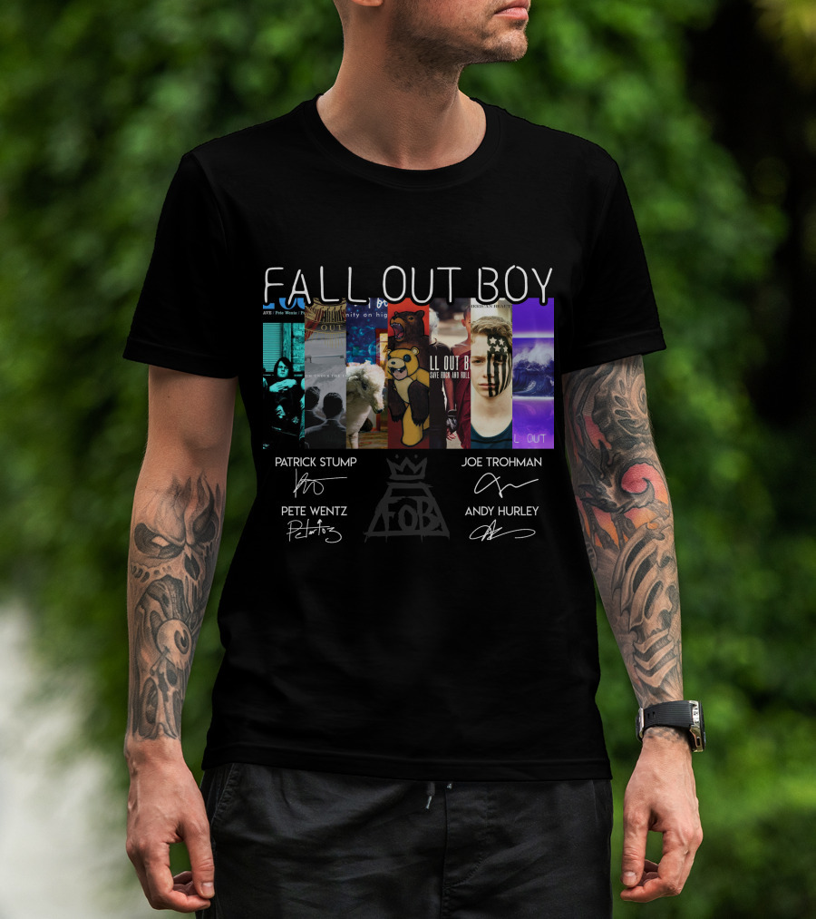 Fall Out Boy Signed Album Cover Foil Poster T-Shirt