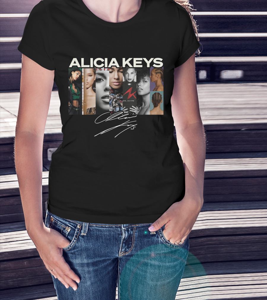 Alicia Keys Girl On Fire Signature Collage T-Shirt