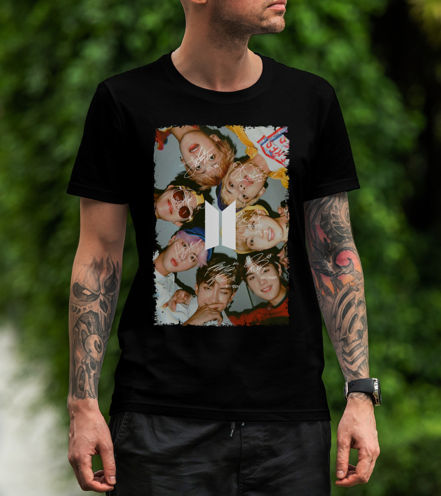 Bts Photo Collage With Autographs T-Shirt