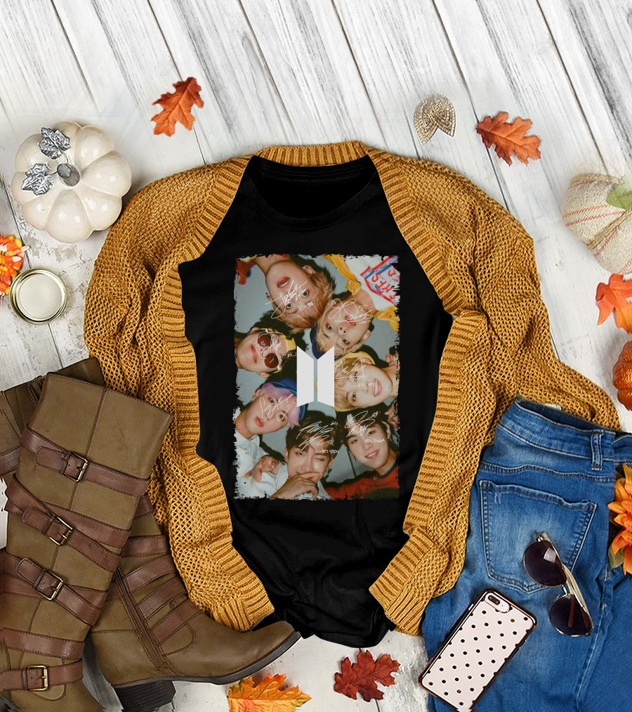 Bts Photo Collage With Autographs T-Shirt