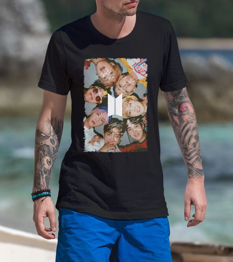 Bts Photo Collage With Autographs T-Shirt