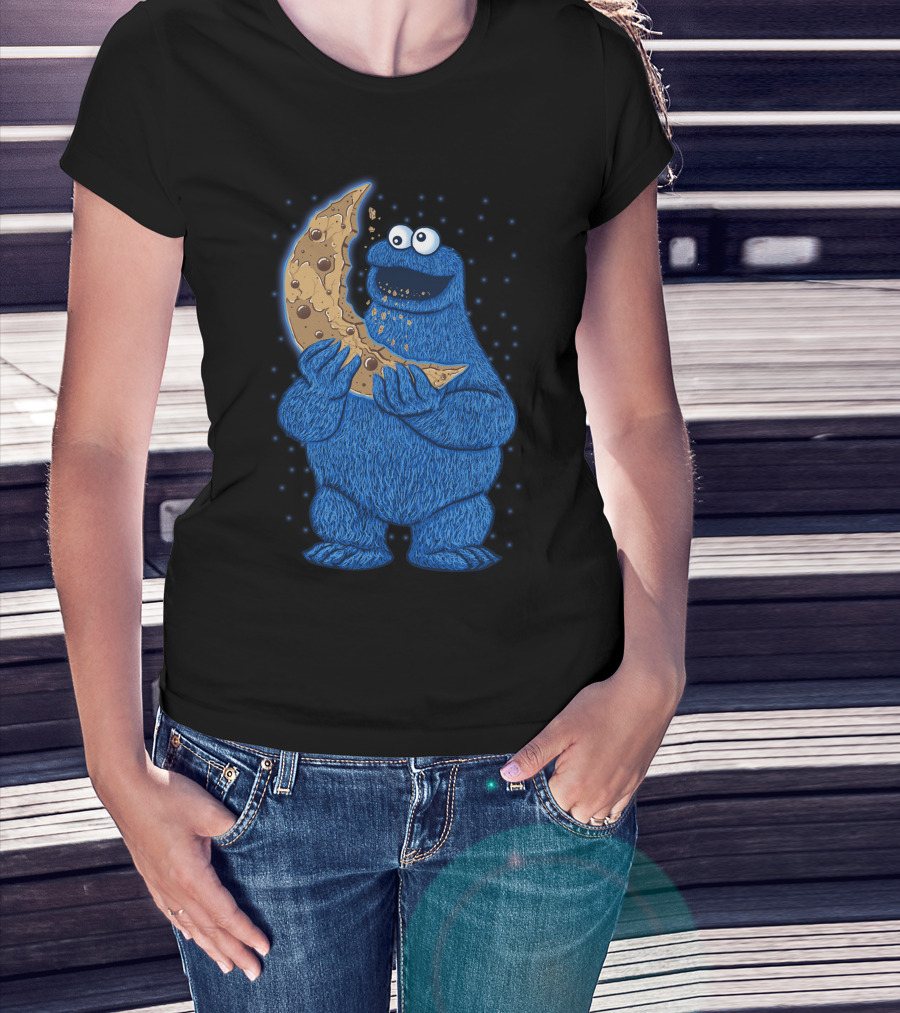 Cookie Monster Eating Moon Cookie T-Shirt