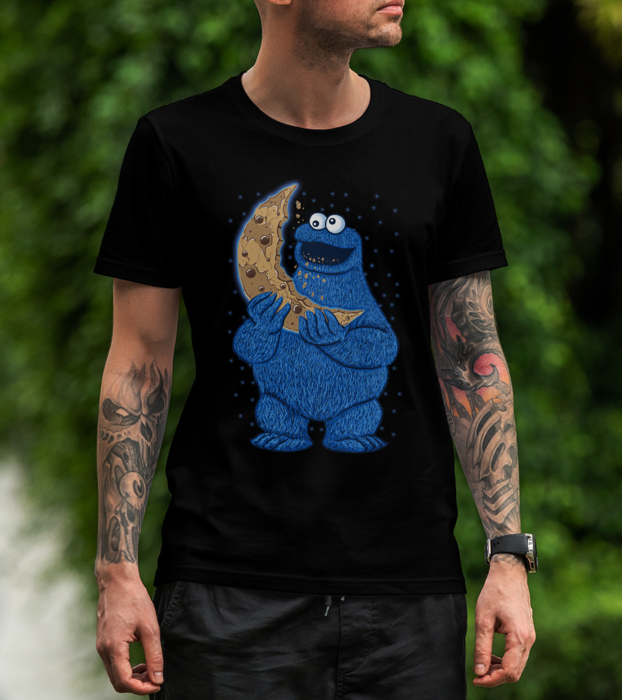 Cookie Monster Eating Moon Cookie T-Shirt