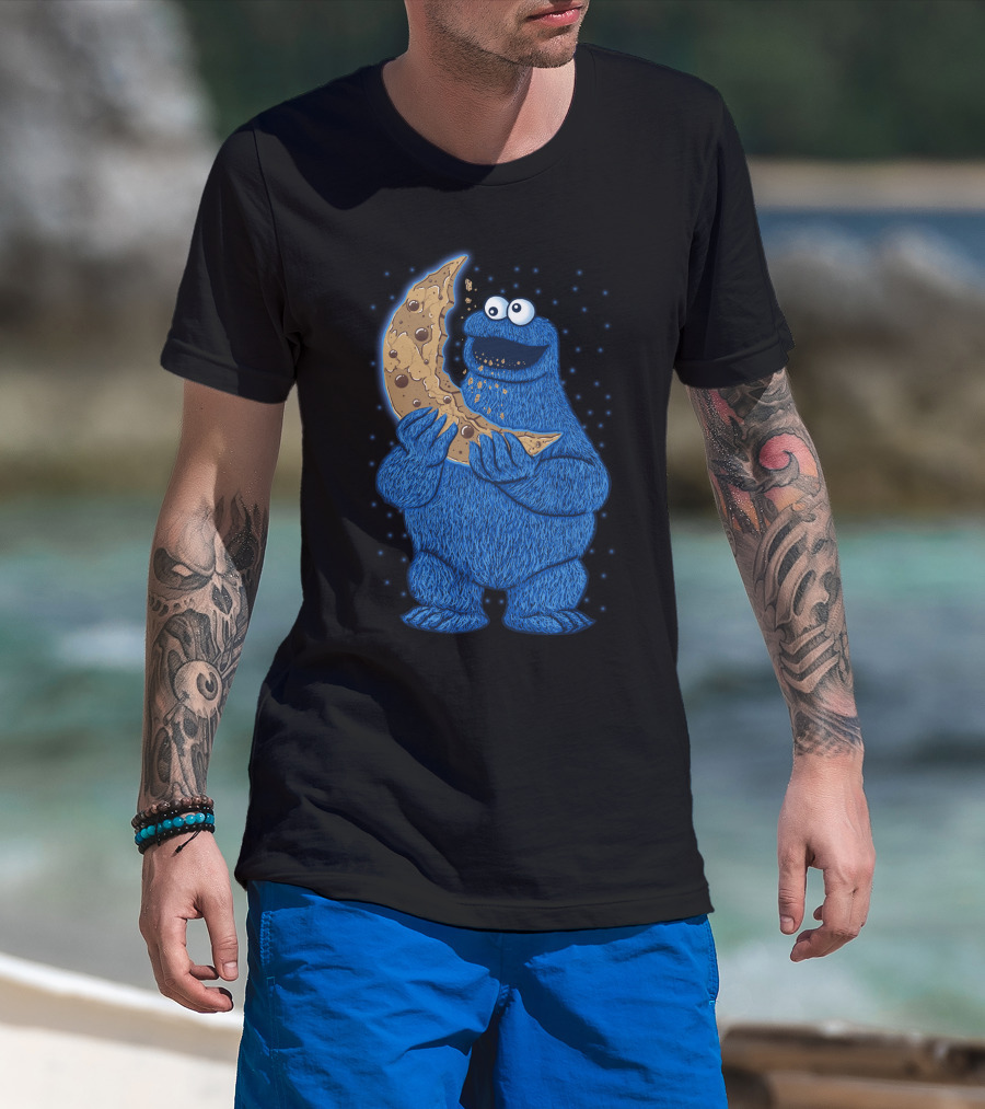 Cookie Monster Eating Moon Cookie T-Shirt