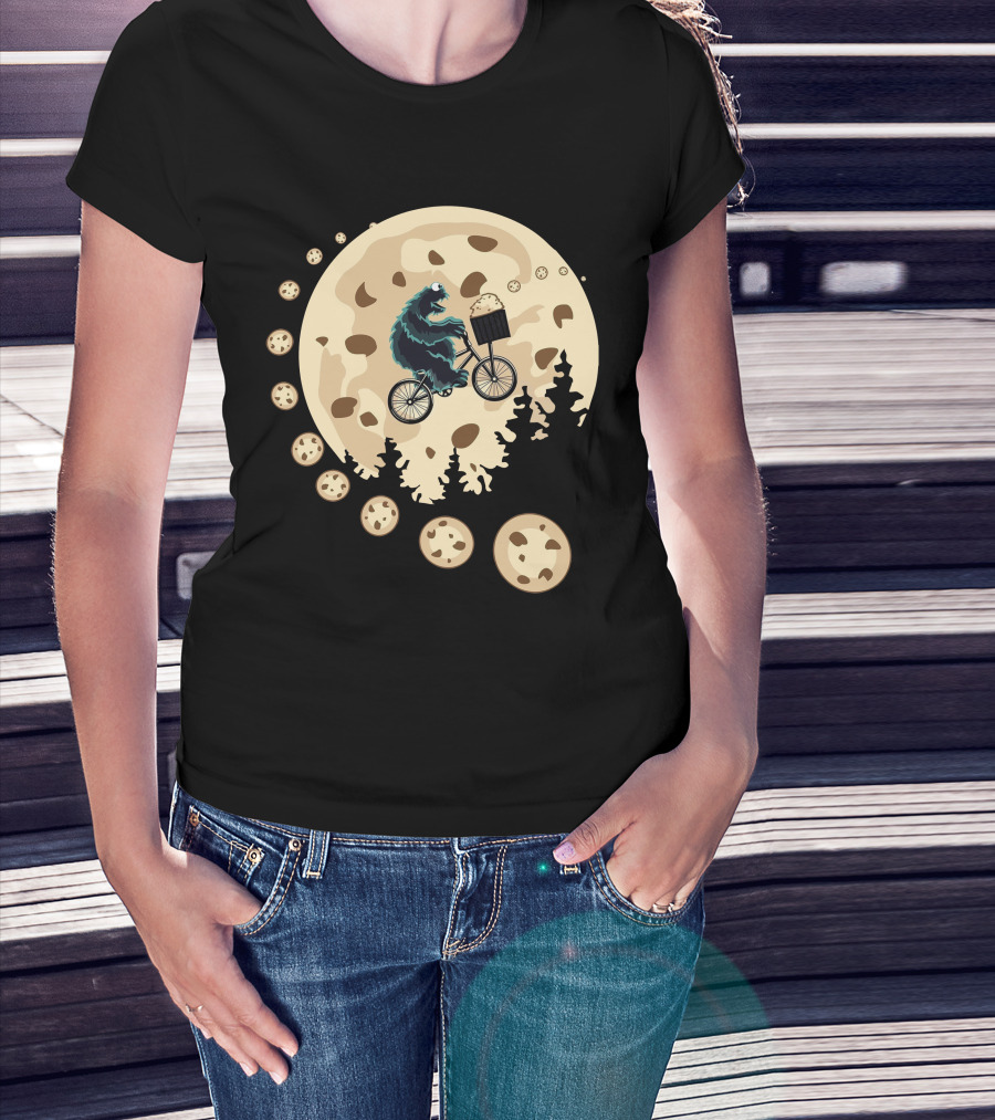 Cookie Monster Cycling Moon Adventure T-Shirt