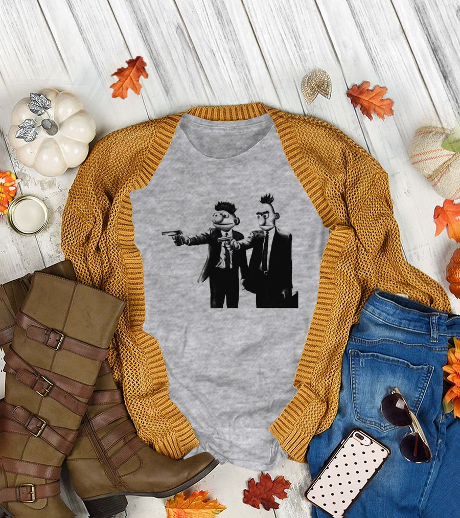 Pulp Fiction Style Characters On Yellow T-Shirt