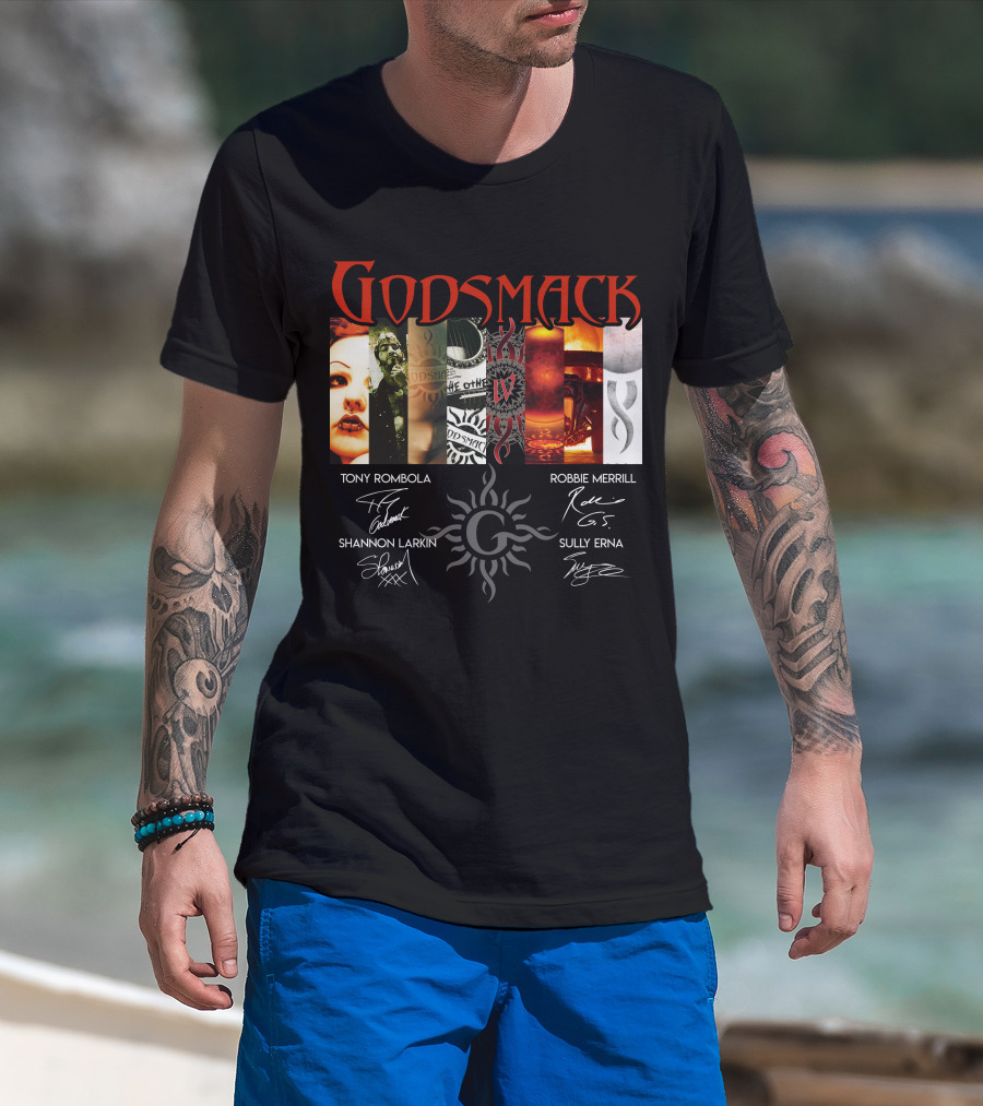 Godsmack Iv Tony Rombola Robbie Merrill Shannon Larkin Sully Erna Signatures T-Shirt