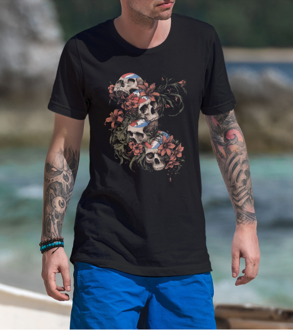 Skull And Floral Grateful Dead Lightning Roses T-Shirt