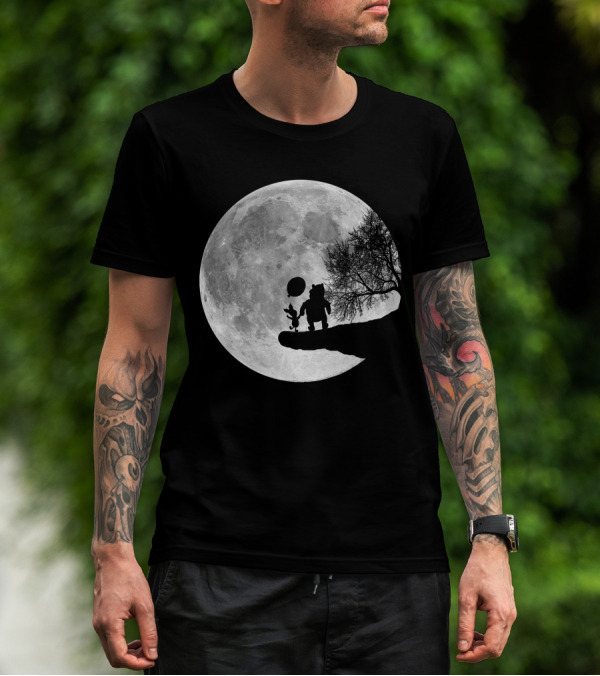 Pooh And Winnie Silhouettes Against Full Moon T-Shirt