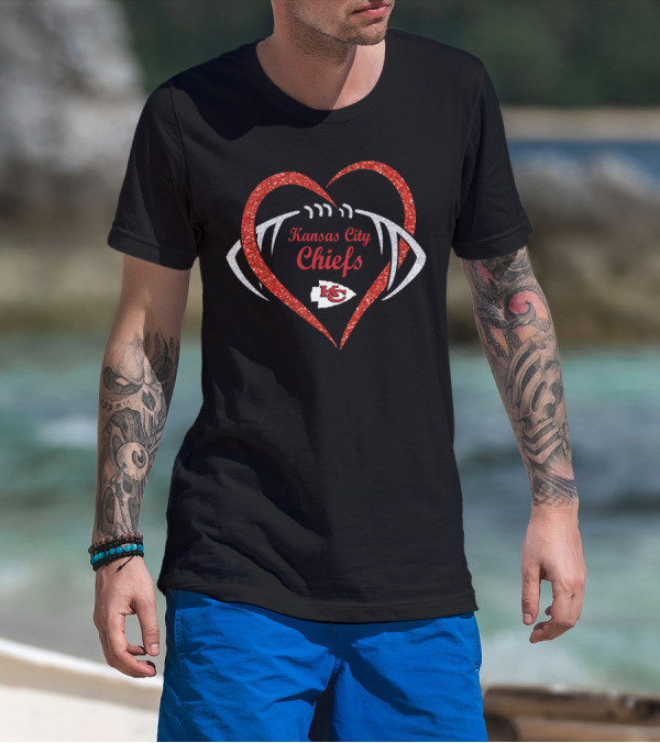 Kansas City Chiefs Heart Football T-Shirt