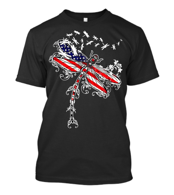 American Flag Dragonfly USA Independence Day Patriotic Insect T-Shirt