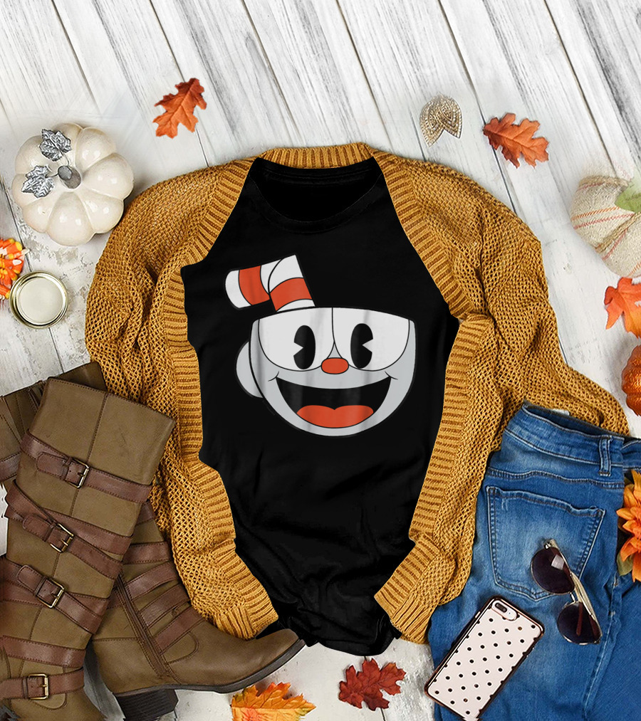 Cuphead Big Smiling Face Video Game Character T-Shirt