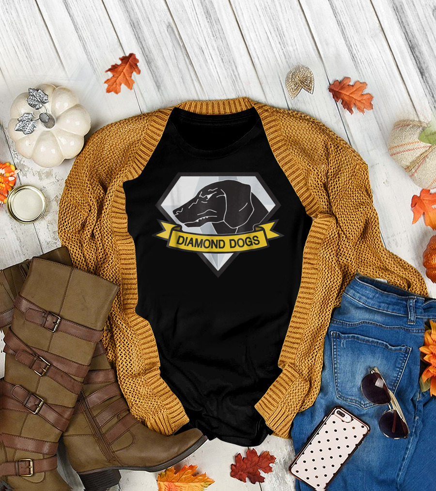 Diamond Dogs Diamond-Shaped Emblem with Dog T-Shirt