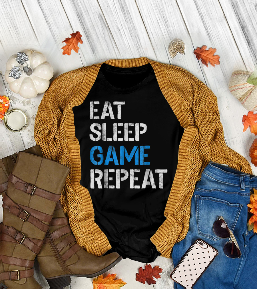 Eat Sleep Game Repeat Video Gamer Gaming T-Shirt