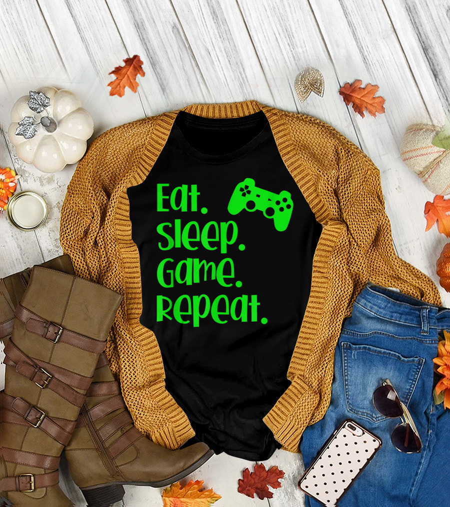 Eat Sleep Game Repeat Video Gamer T-Shirt