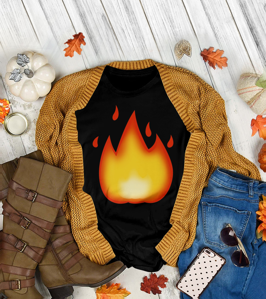 Emoji Fire Flame Hot Burning T-Shirt