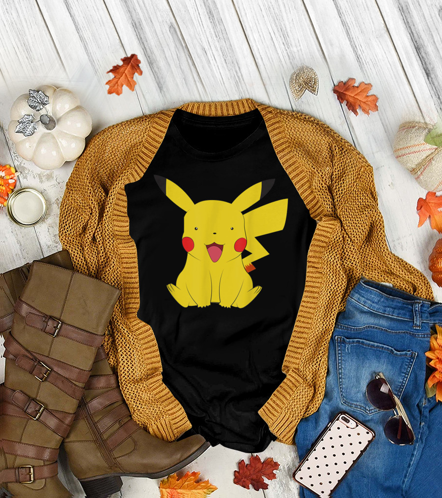 Funny Poke Mon Pika Chu Yellow Electric Character Summer T-Shirt